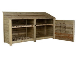 Arbor Garden Solutions Wooden Tool And Log Store, Garden Storage With Shelf W-227Cm, H-126, D-88Cm - Natural (Light Green) Finish - thumbnail 2