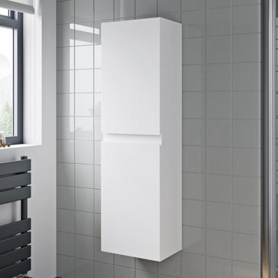 Affine Bathroom Cabinet Flat Pack Gloss White Wall Hung Tall 350 X 250mm - image 1
