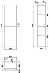 Affine Bathroom Cabinet Flat Pack Gloss White Wall Hung Tall 350 X 250mm - thumbnail 5
