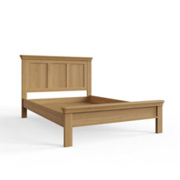 FWSTYLE Oak Bed Frame Uk Double 4Ft6 Low Natural Oak Finish - thumbnail 3