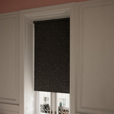 GoodHome Novan Cordless Black Blackout Roller Blind (W)90Cm (L)180Cm - image 1