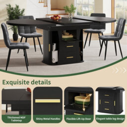 Matteo Extendable Round Dining Table, Black Mdf, Seats Up To 6, 118-158Cm - thumbnail 9