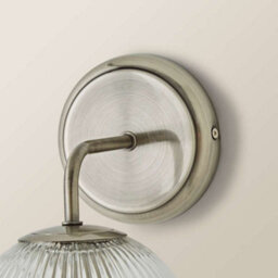 Valuelights Kempton Pair Of Brushed Chrome Wall Lights With Ribbed Globe Shade - thumbnail 6