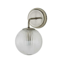 Valuelights Kempton Pair Of Brushed Chrome Wall Lights With Ribbed Globe Shade - thumbnail 7