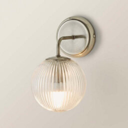 Valuelights Kempton Pair Of Brushed Chrome Wall Lights With Ribbed Globe Shade - thumbnail 4