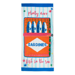 Catherine Lansfield Sardines 76X160Cm Cotton Beach Towel Blue - thumbnail 3