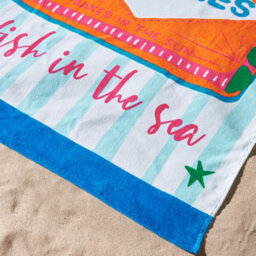 Catherine Lansfield Sardines 76X160Cm Cotton Beach Towel Blue - thumbnail 2