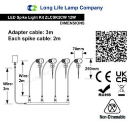 Long Life Lamps Company 4 Pack Outdoor Garden Led Spike Lights Cool White 12V Low Voltage Zlcsk2Cw - thumbnail 2