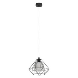 Stylish Geometric Black And Glass Pendant Light For Hallways - thumbnail 1
