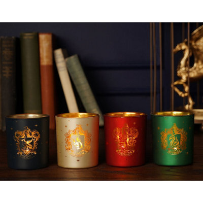 Widdop & Co Glass Tealight Holders Set Of 4 Harry Potter Alumni House Crests - image 1