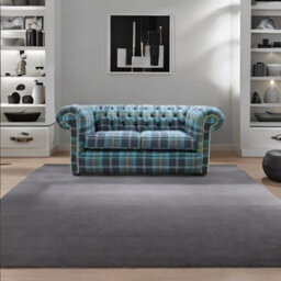 Chesterfield Genuine 2 Seater Sofa Balmoral Azure Blue Fabric In Classic Style - thumbnail 2