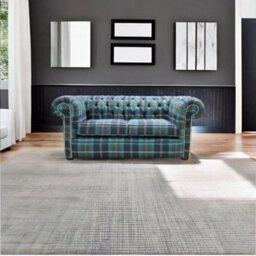 Chesterfield Genuine 2 Seater Sofa Balmoral Azure Blue Fabric In Classic Style - thumbnail 4