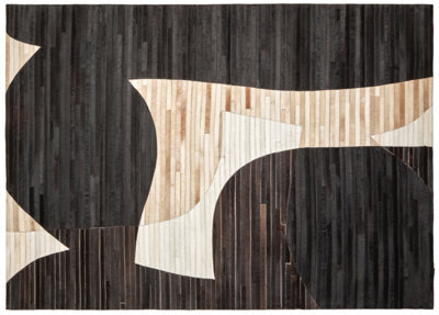 Orsina Bosie Safira Large Abstract Hair On Leather Rug - image 1