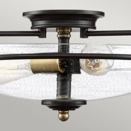 Luminosa Lighting Elstead Quoizel Griffin Bowl Semi Flush Ceiling Light Palladian Bronze With Weathered Brass Accents - thumbnail 2
