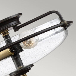 Luminosa Lighting Elstead Quoizel Griffin Bowl Semi Flush Ceiling Light Palladian Bronze With Weathered Brass Accents - thumbnail 3