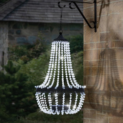 Livhome 28 Solar Crystal Chandelier Light Outdoor Hanging Lantern Led Garden Pendant Waterproof Patio Gazebo Tree Decor Cool &
