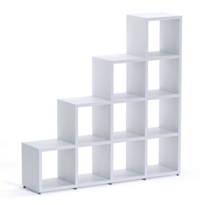 RB UK Shelf Depot 7 Cube Shelving Unit Eco-Friendly Stepped Bookcase Freestanding Heavy Duty White (H)1470mm (W)1450mm (D)330mm