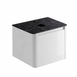 Plum&clay Mayfair Gloss White Wall Hung Bathroom Vanity Unit With Black Slate Countertop (W)550mm (H)406mm - thumbnail 3
