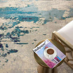 Ivory/teal/blue Modern Easy To Clean Abstract Graphics Rug For Dining Room -274Cm X 366Cm - thumbnail 6