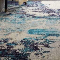 Ivory/teal/blue Modern Easy To Clean Abstract Graphics Rug For Dining Room -274Cm X 366Cm - thumbnail 7