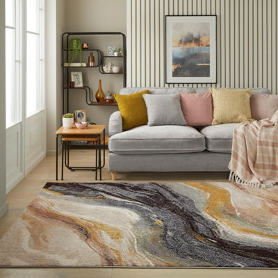 Pearl Midnight Abstract Jute Polyester Modern Living Room, Bedroom Rug - 120Cm X 170Cm - image 1