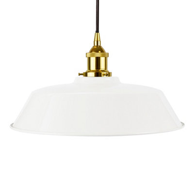 White Chancery Painted Dome Pendant Light With Gold Lamp Holder And Black Round Cable - Se Home - image 1