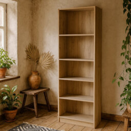 Wyld Haus Amberfern Natural Oak Tall Wide Bookcase 4 Shelves