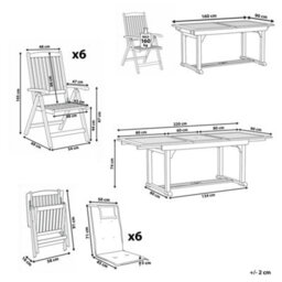 Beliani Garden Dining Set 6 Seater Amantea Premium Acacia Wood Blue - thumbnail 3