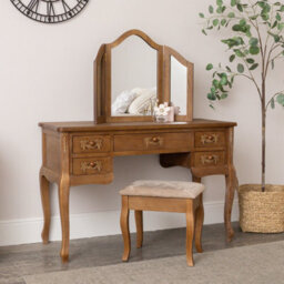 Melody Maison Wooden Dressing Table Set, 7 Drawer Chest Of Drawers & Pair Of 3 Drawer Bedside Tables - Pays Du Bois Range - thumbnail 6