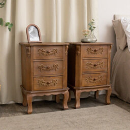 Melody Maison Wooden Dressing Table Set, 7 Drawer Chest Of Drawers & Pair Of 3 Drawer Bedside Tables - Pays Du Bois Range - thumbnail 4