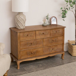 Melody Maison Wooden Dressing Table Set, 7 Drawer Chest Of Drawers & Pair Of 3 Drawer Bedside Tables - Pays Du Bois Range - thumbnail 5