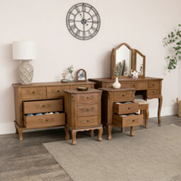 Melody Maison Wooden Dressing Table Set, 7 Drawer Chest Of Drawers & Pair Of 3 Drawer Bedside Tables - Pays Du Bois Range - thumbnail 3