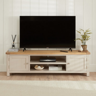 The Furniture Market Marbury Putty Grey Painted Extra Large Widescreen Tv Unit Stand Up To 80 Tv Size - image 1