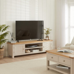 The Furniture Market Marbury Putty Grey Painted Extra Large Widescreen Tv Unit Stand Up To 80 Tv Size - thumbnail 3