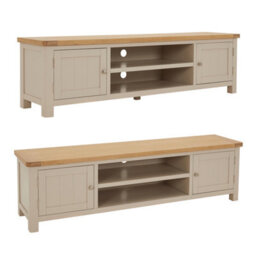 The Furniture Market Marbury Putty Grey Painted Extra Large Widescreen Tv Unit Stand Up To 80 Tv Size - thumbnail 4