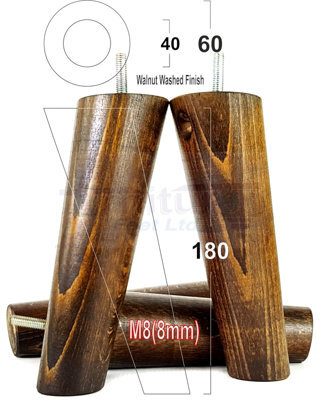 L&F Wood Legs Dark Walnut Washed 180mm High Set Of 4 Replacement Angled Furniture Legs Set Of 4 Sofas Chairs Stools M8 - image 1