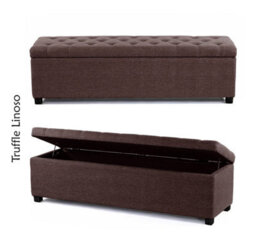 Linoso Chesterfield Truffle Ottoman Storage Box With Square Wooden Legs - Upholstered Blanket Box (150W X 40D X 45H Cm) - thumbnail 1