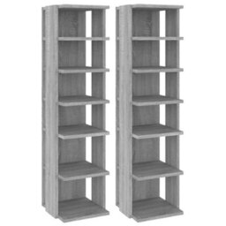 Vidaxl Shoe Racks 2 Pcs Grey Sonoma 27.5X27X102 Cm Engineered Wood - thumbnail 2