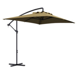 Outsunny 3 M Cantilever Parasol With Cross Base, Crank Handle, 6 Ribs, Brown - thumbnail 2