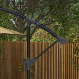 Outsunny 3 M Cantilever Parasol With Cross Base, Crank Handle, 6 Ribs, Brown - thumbnail 8