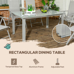 Wyld Haus Pasano 7-Piece Outdoor Dining Set - Tempered Glass Table And 6 Folding Reclining Chairs, Grey - thumbnail 9