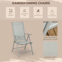 Wyld Haus Pasano 7-Piece Outdoor Dining Set - Tempered Glass Table And 6 Folding Reclining Chairs, Grey - thumbnail 8