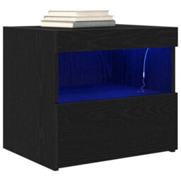 Berkfield Bedside Cabinets With Led Lights 2 Pcs Black Oak 50X40X45 Cm - thumbnail 3