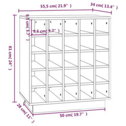 Vidaxl Wine Cabinet White 55.5X34X61 Cm Solid Wood Pine Wine Cabinets - thumbnail 8