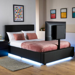X Rocker Xr Living Ava Pu Double Tv Bed With Underbed Lights- Black