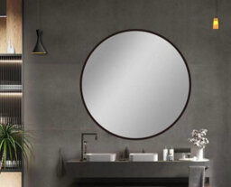 Belofay Round Wall Mirror Black Aluminium Frame With 4mm Hd Glass, 60Cm