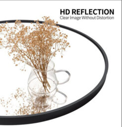 Belofay Round Wall Mirror Black Aluminium Frame With 4mm Hd Glass, 60Cm - thumbnail 2