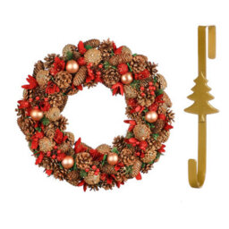 Dibor 50Cm Giant Canterbury Front Door Christmas Wreath With Tree Wreath Hanger - thumbnail 1