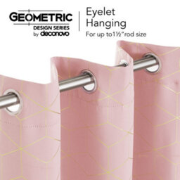 Deconovo Energy Saving Curtains, Gold Diamond Printed Thermal Insulated Blackout Curtains, W52 X L72 Inch, Coral Pink, 2 Panels - thumbnail 5