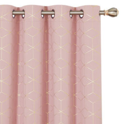 Deconovo Energy Saving Curtains, Gold Diamond Printed Thermal Insulated Blackout Curtains, W52 X L72 Inch, Coral Pink, 2 Panels - thumbnail 1